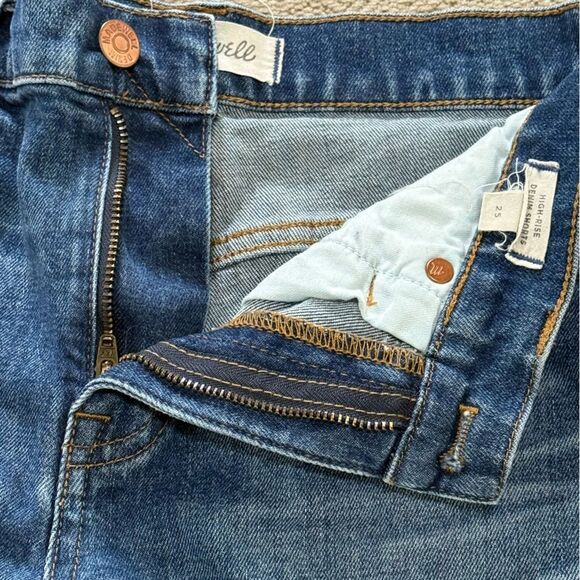 Madewell High-Rise Denim Shorts Destroyed Distressed Medium Wash size 25 - Picture 11 of 12